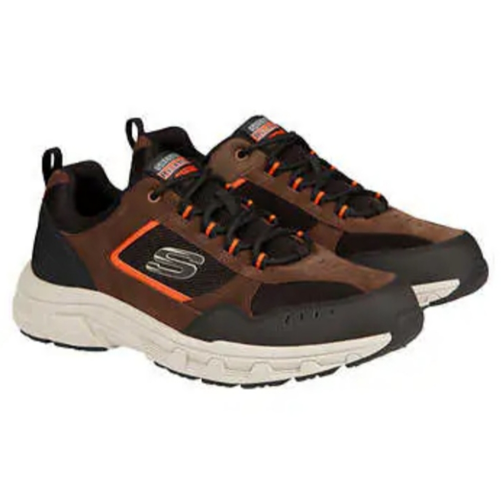 Men relaxed fit memory foam laceup Brown outdoor Skechers shoes